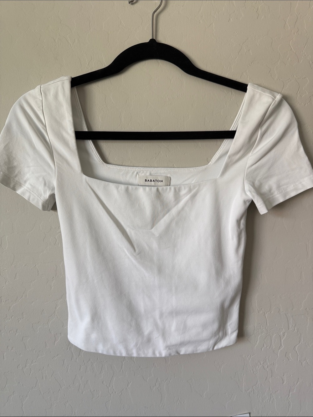 Babaton White Square-Neck Short Sleeve Top XS double lined! EXC COND! - Picture 1 of 4